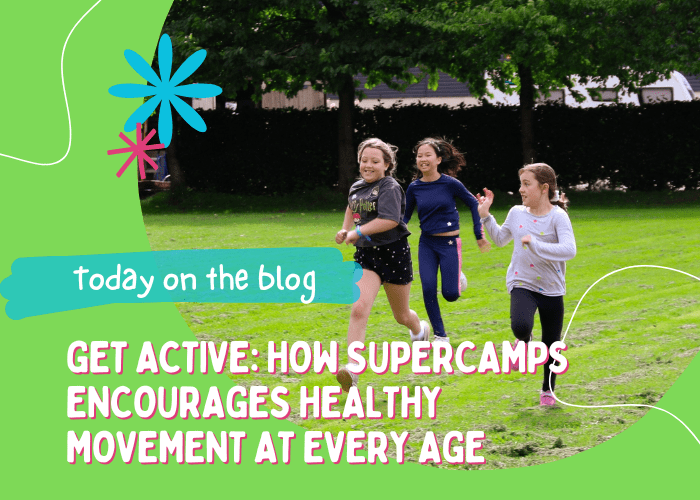 Children of different ages playing games and staying active at a holiday camp